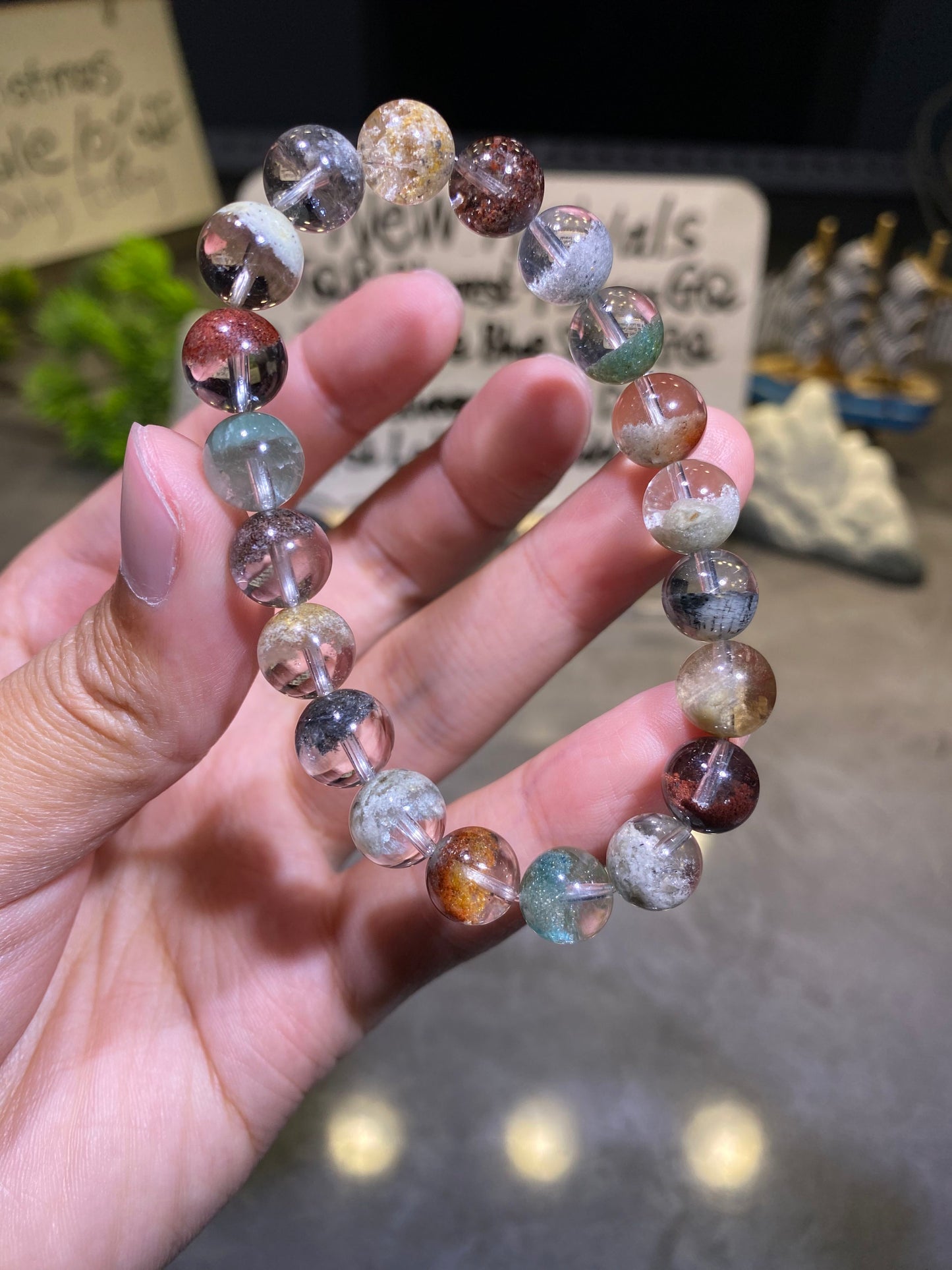Natural Half Bowl Four Seasons Garden Quartz Phantom Quartz High Quality Crystal Bracelet Wholesale Price Collection Level
