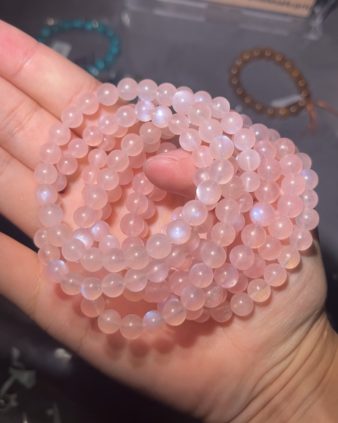 Natural Pink Moonstone From Madagascar With Free Certificate High Quality Crystal Bracelet Wholesale Collection Level