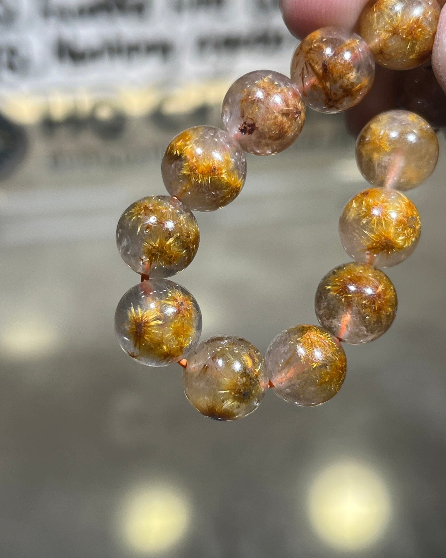 Natural Sea Urchin Shaped Golden Rutile in Quartz with Free Certificate High Quality Crystal Bracelet Wholesale Collection Level