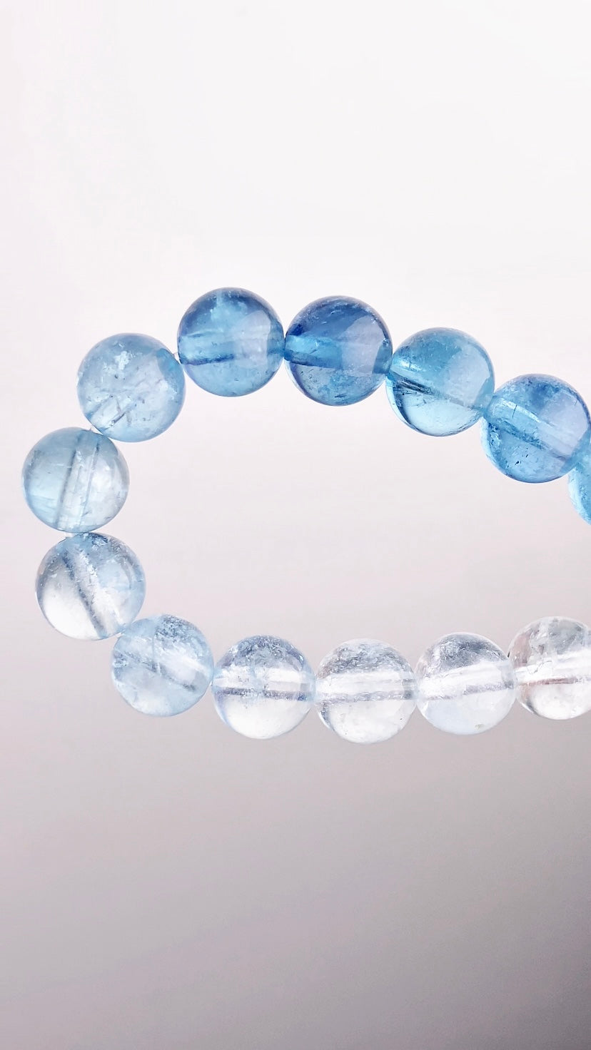 Ombre Blue Aquamarine Bracelet With Gradient Ocean Color