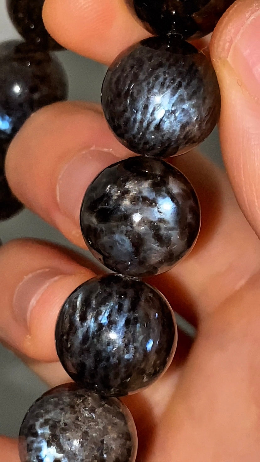 Rare Leopard Flash Black Mica Moonstone Bracelet