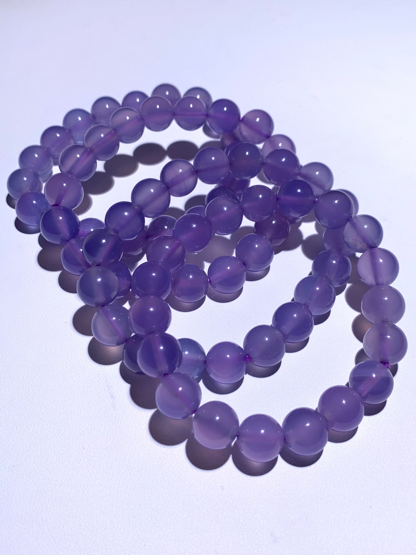 Natural Purple Chalcedony Round Bead Transparent High Quality Crystal Bracelet Wholesale Collection