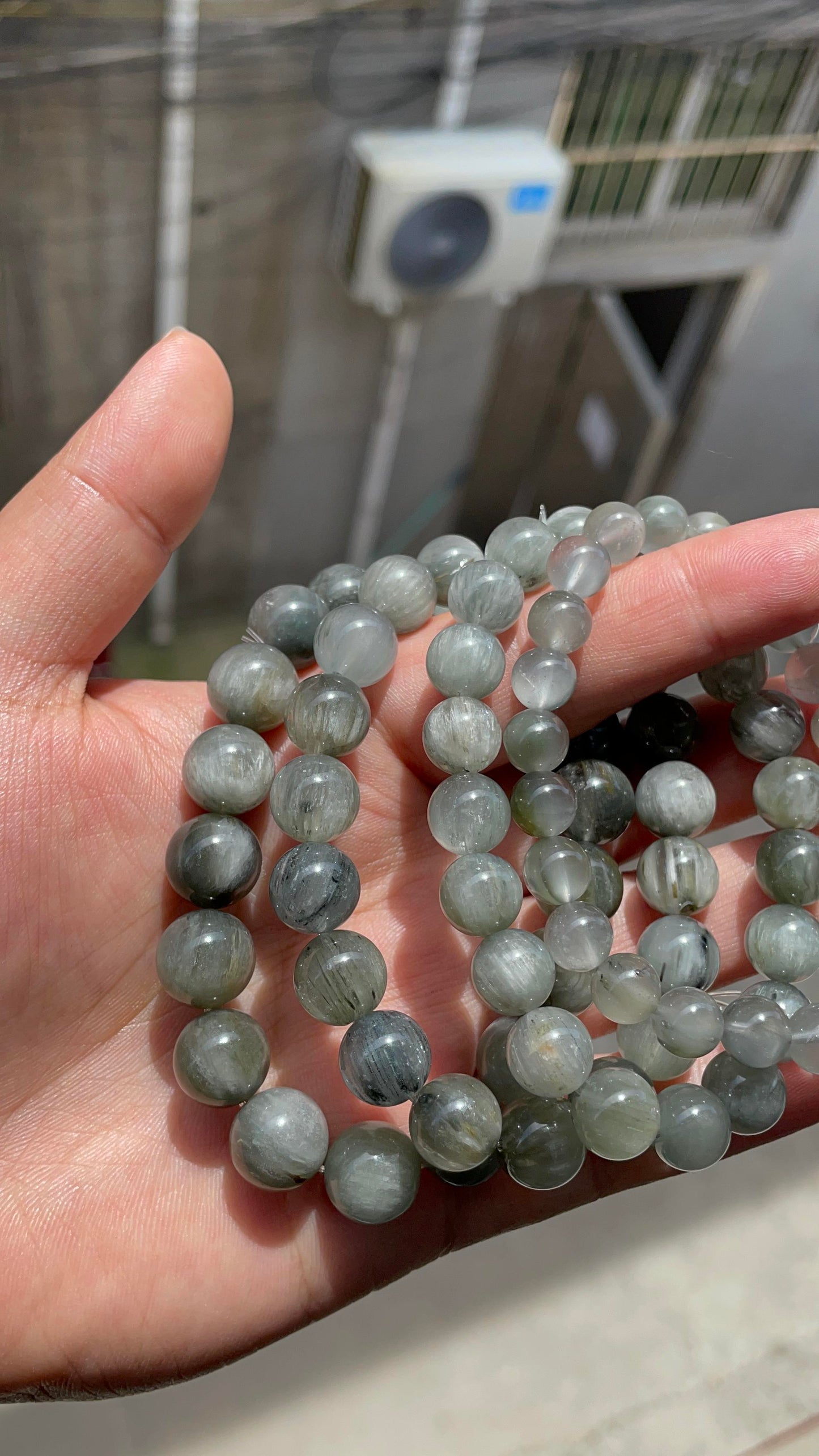 Grey blue rabbit hair quartz