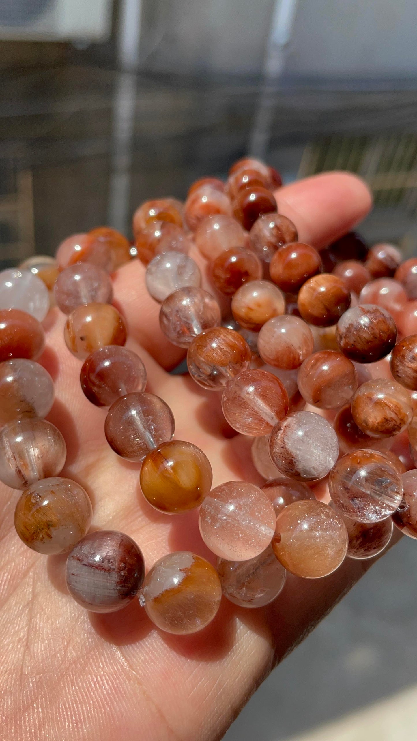 Coffee color rabbit hair in garden quartz