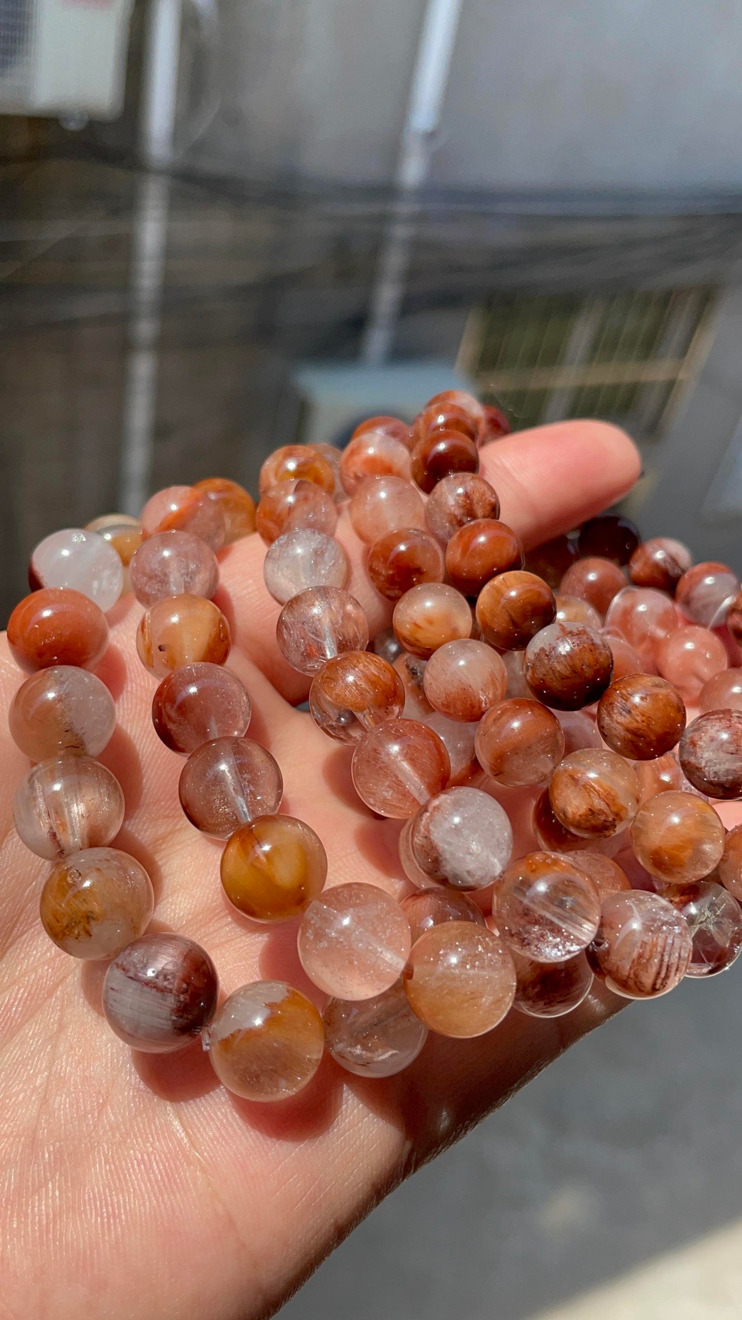 Coffee color rabbit hair in garden quartz