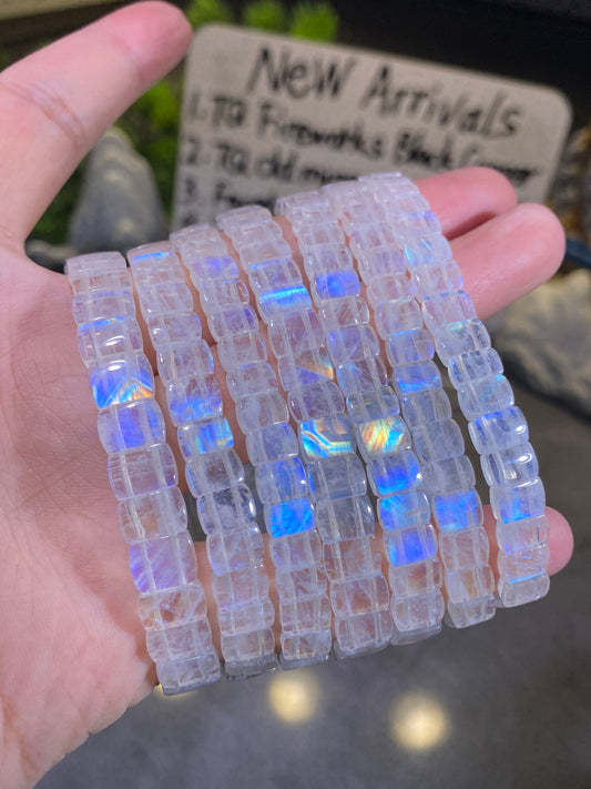 Indian Rainbow Moonstone Soft Bangle Top Quality Crystal Bracelet Wholesale Price Collection Level