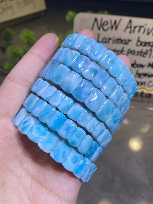 Natural Dominican Republic Larimar Soft Bangle Top Quality Crystal Bracelet Wholesale Price Collection Level