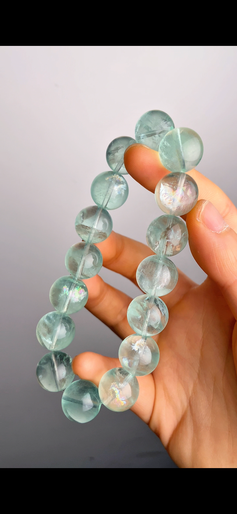 TQ Rainbows In Mint Green Fluorite