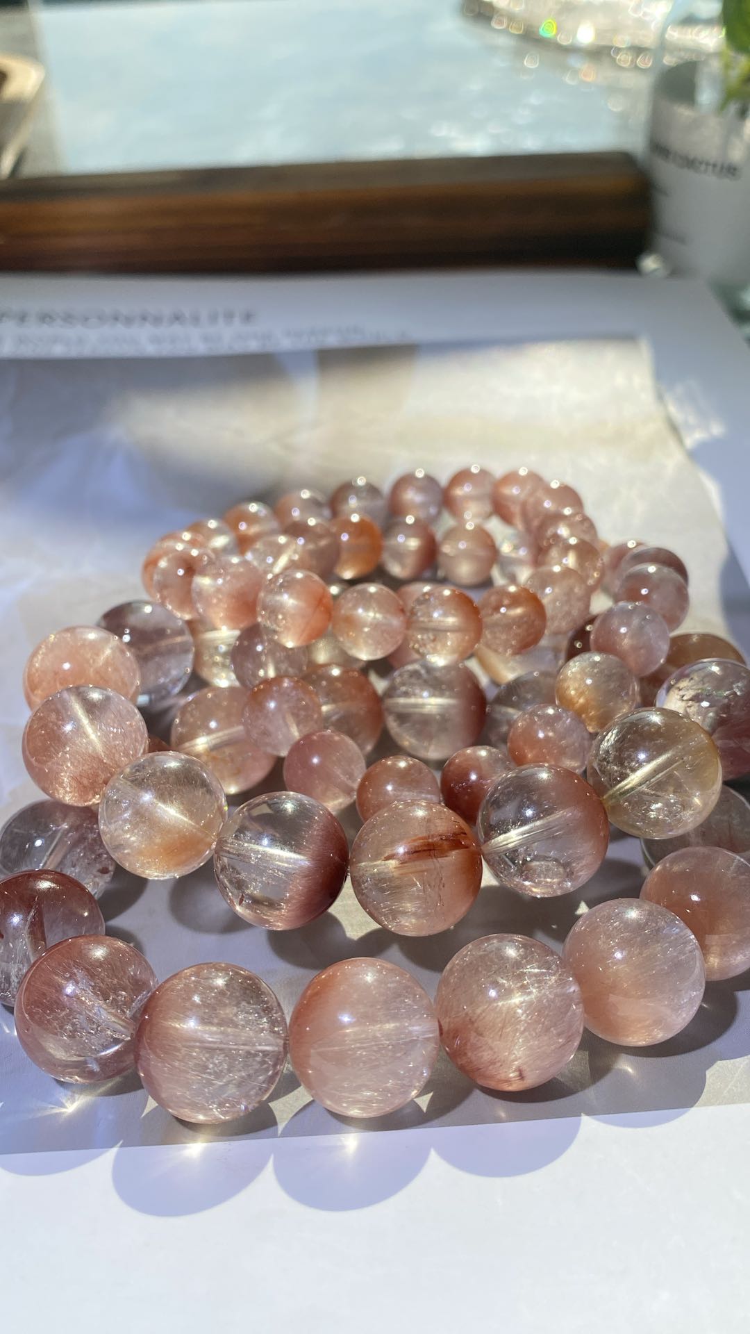 Top Quality pink rabbit hair quartz