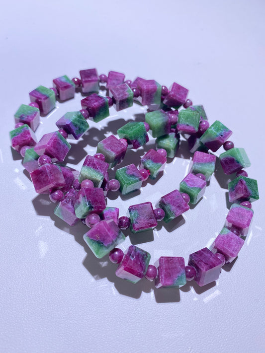 102 Watermelon Ruby In Zosite Cube